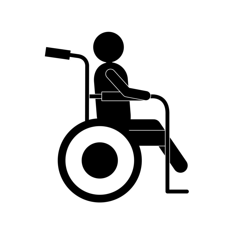 man on wheelchair silhouette style icon vector design