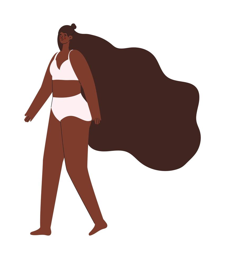 mujer afroamericana en ropa interior vector