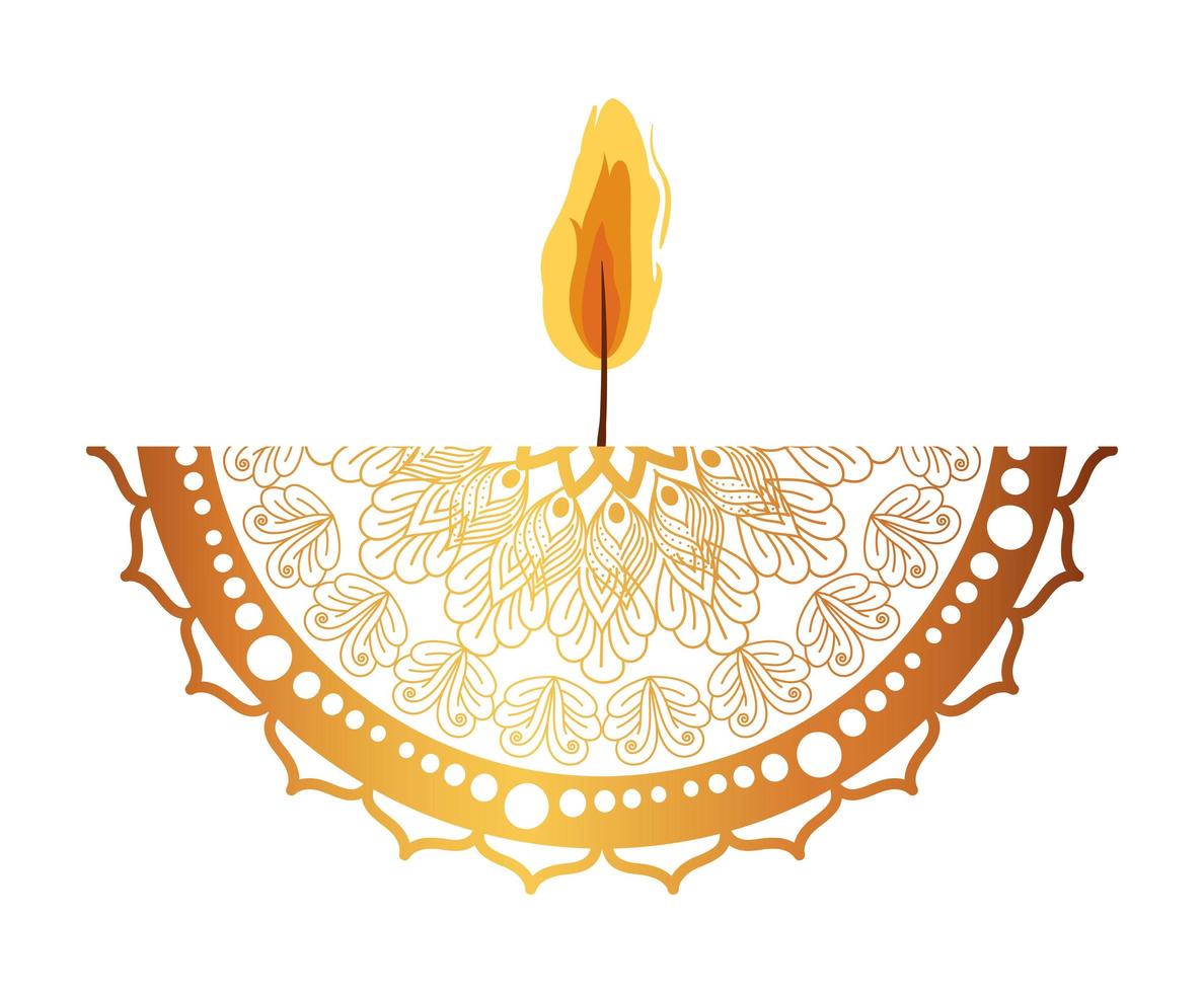 mandala of color pale orange with a candle on white background vector