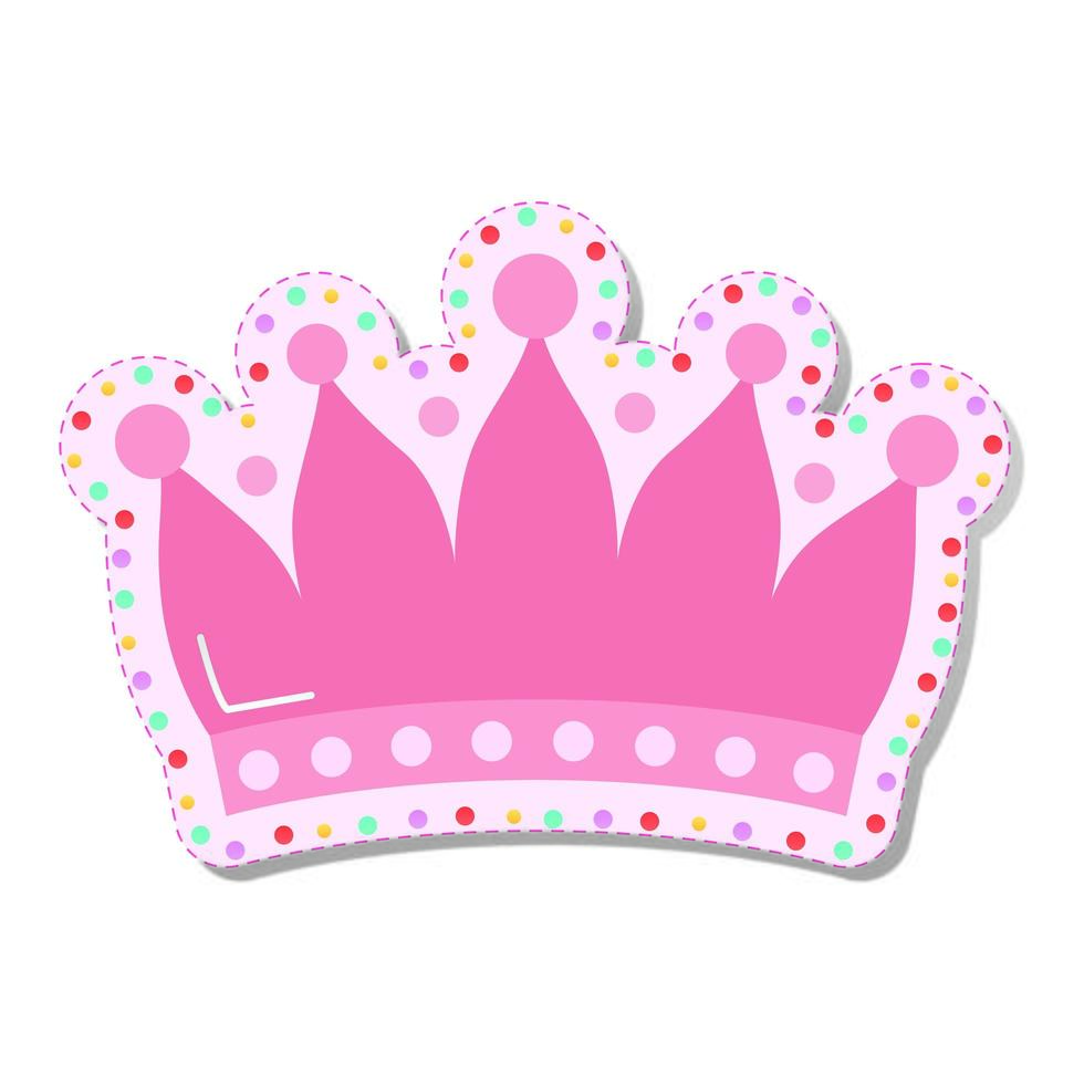 pink crown with colored circles stickers vector