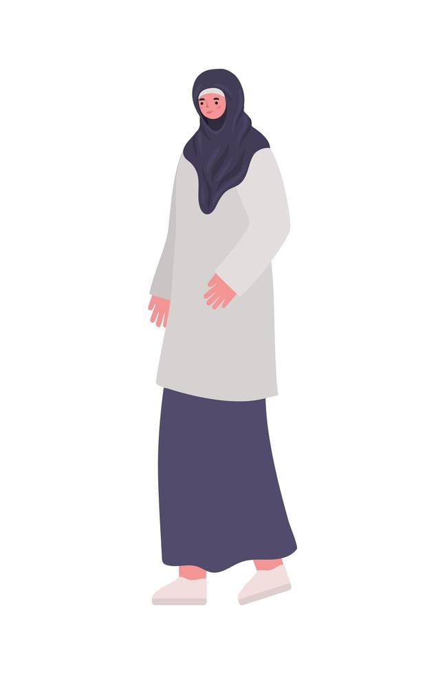 woman dressed in hijab and whithe shoes vector