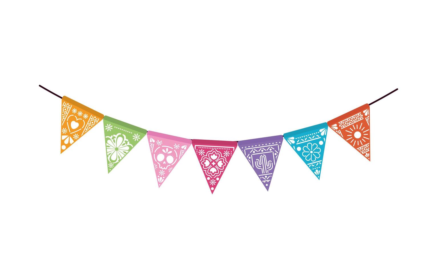 icons set of mexican garland on white background vector