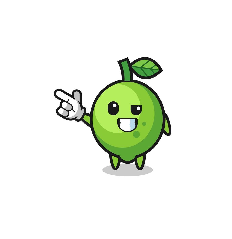 lime mascot pointing top left vector