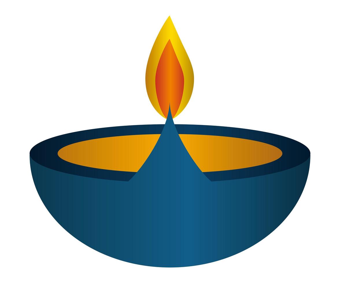 Indian diya blue candle vector design