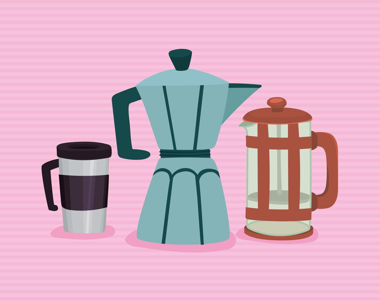 three coffee makers 4081476 Vector Art at Vecteezy