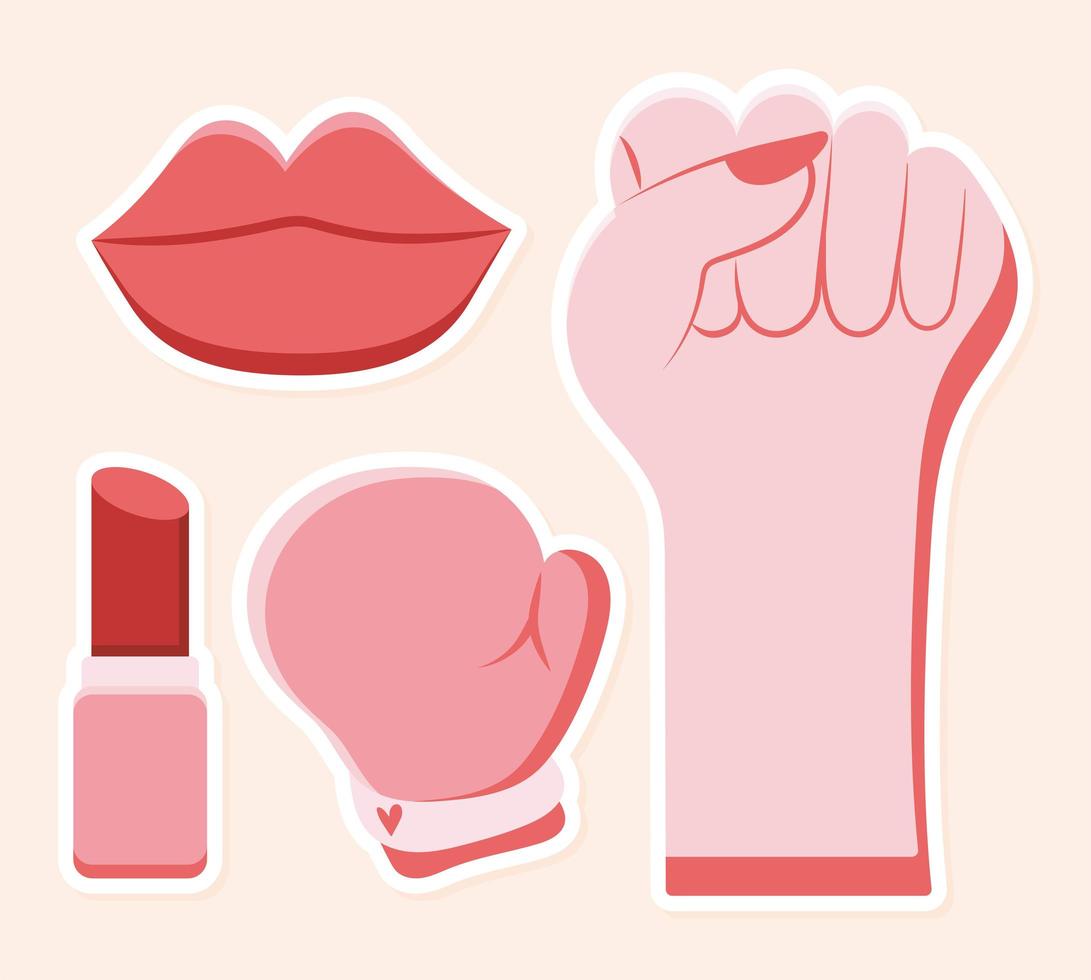 four girls icons vector
