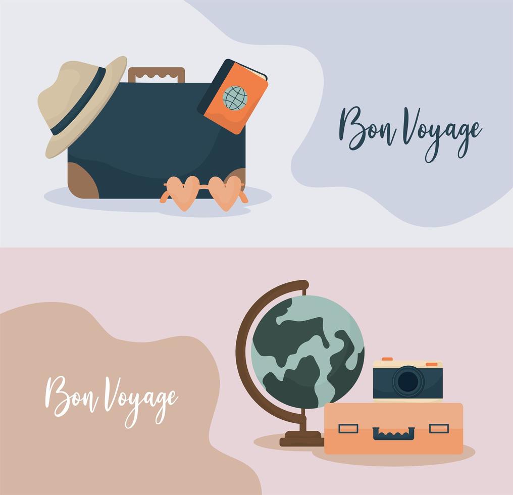 bon voyage tarjetas vector