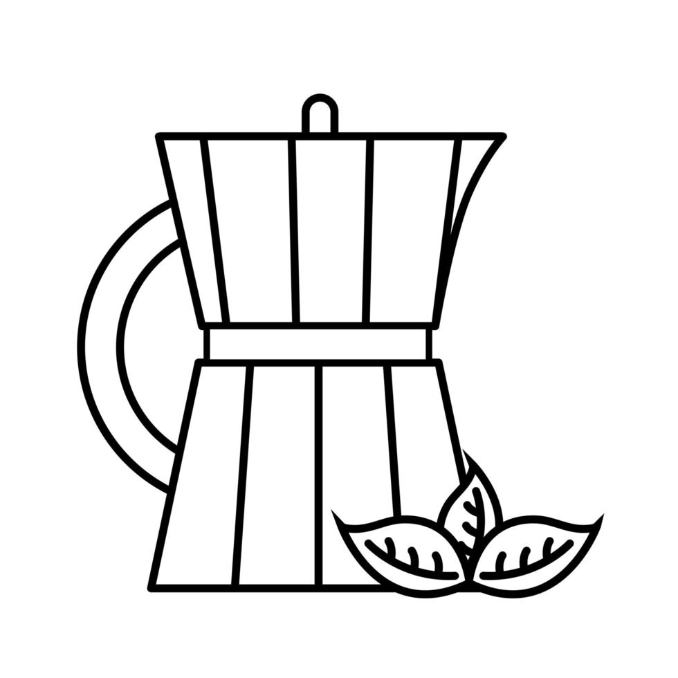 tea kettle with leaves line style icon vector design