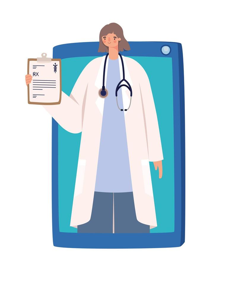 icono de doctora virtual vector