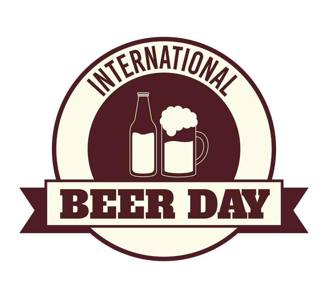 international beer day badge vector