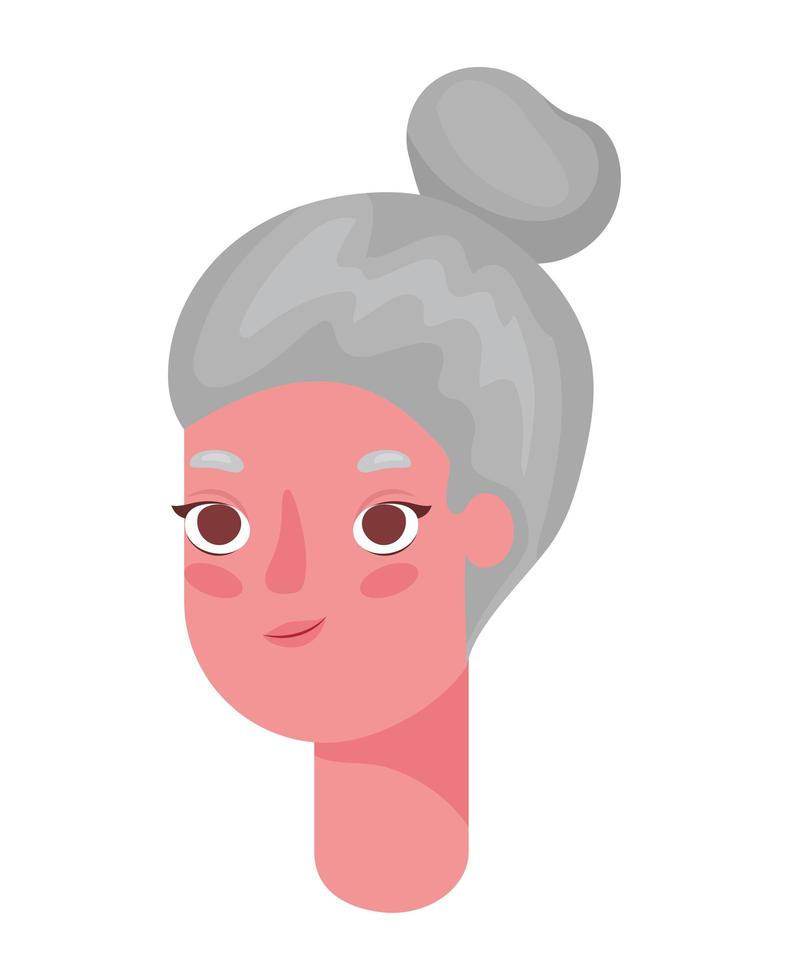 diseño de vector de cabeza de dibujos animados de mujer senior