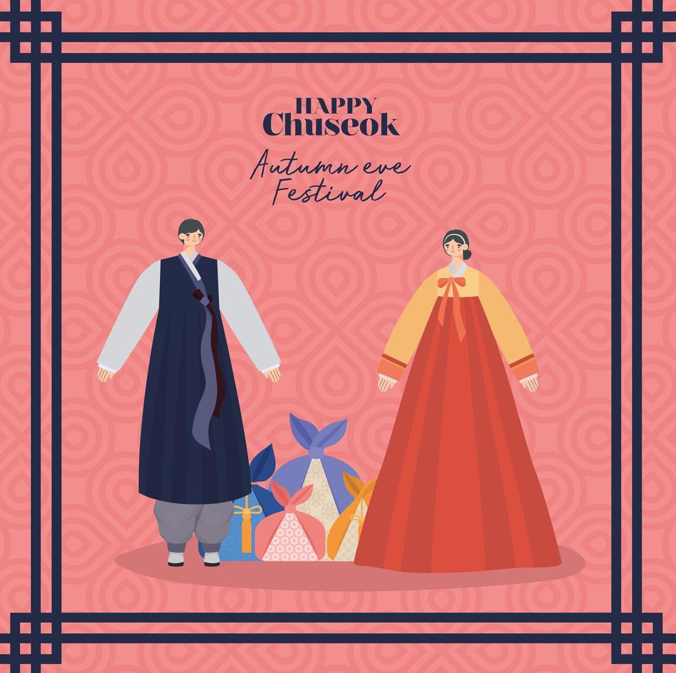 feliz cartel de chuseok vector