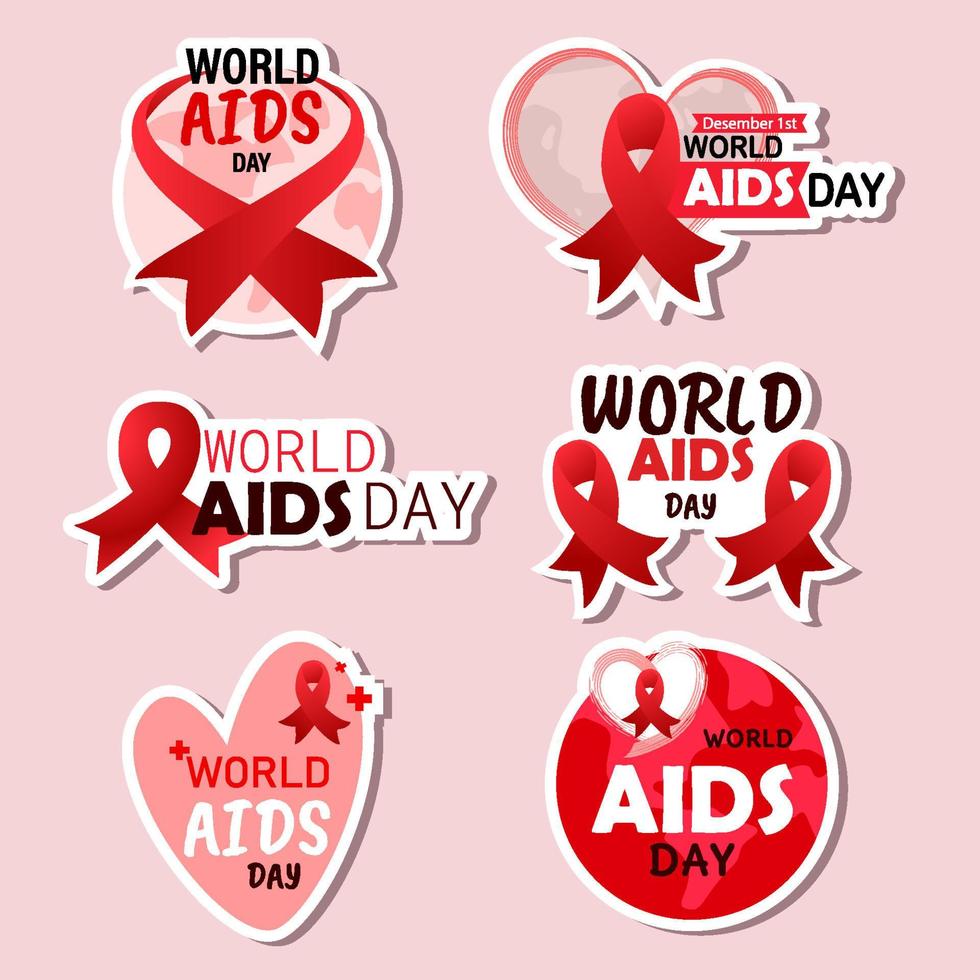 World AIDS Day Sticker Concept vector