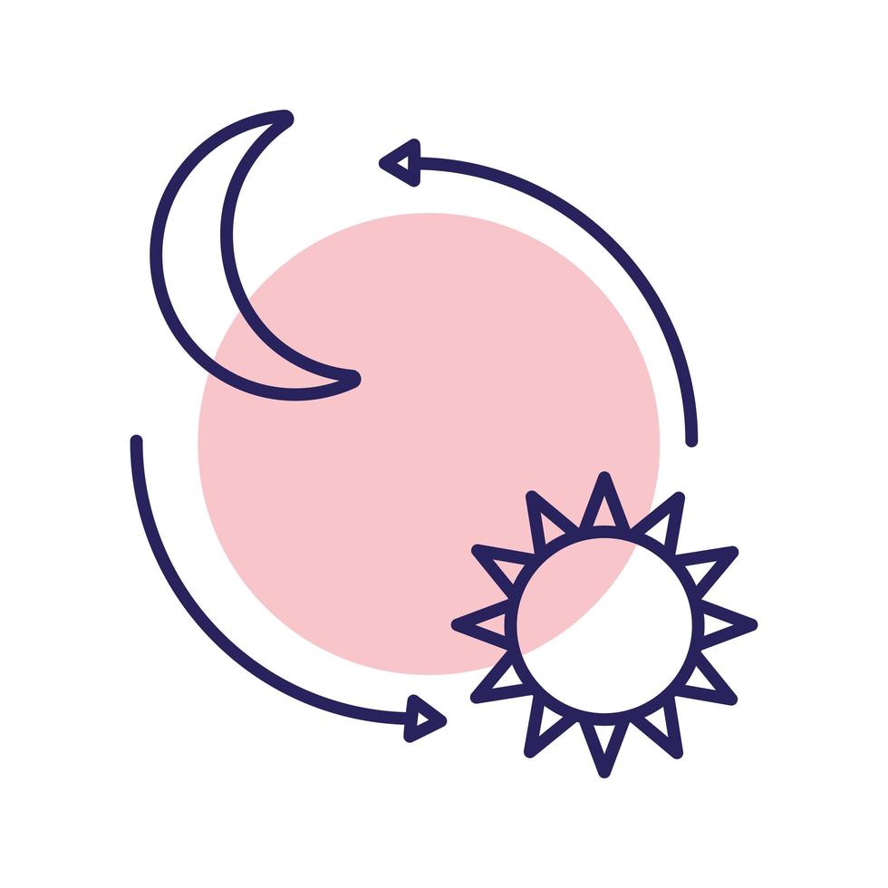 Luna y sol con flechas diseño de vector de icono de estilo de línea