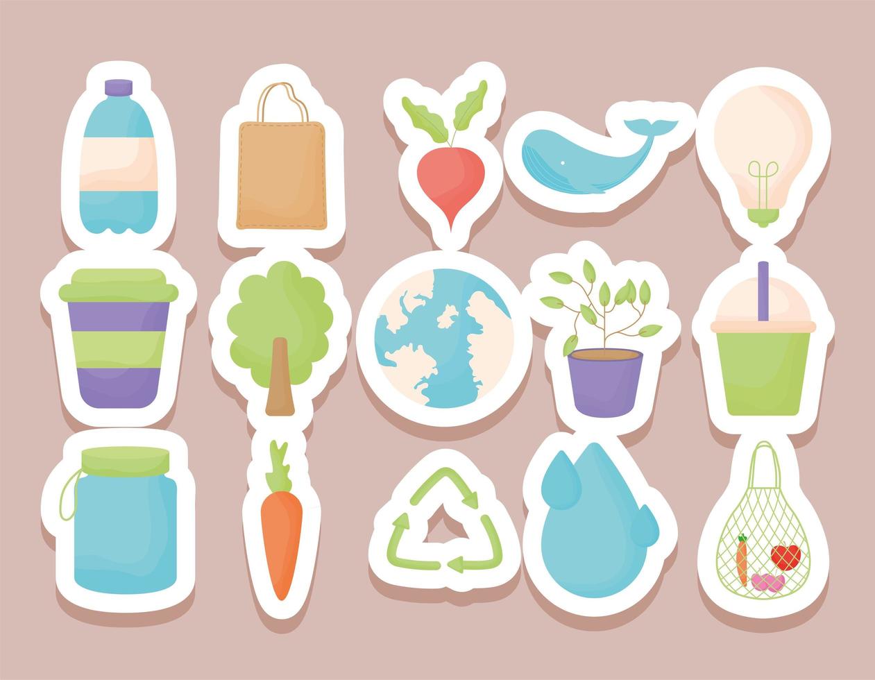 fifteen eco stickers vector