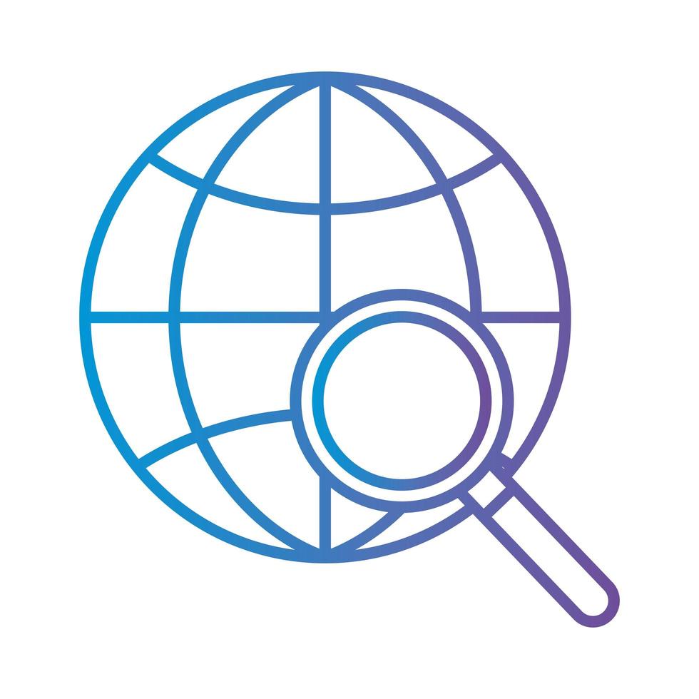 esfera global con diseño de vector de icono de estilo degradado lupe