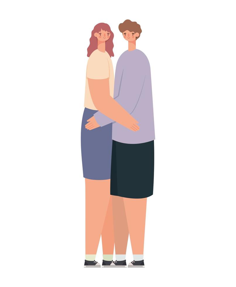 hugging couple illustration vector