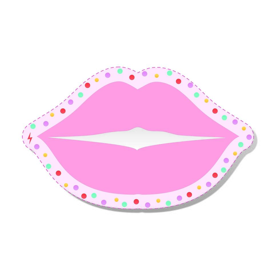 pink lip with colored circles feminist stickers vector