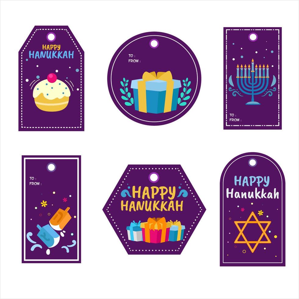 Set of Happy Hanukkah Labels vector
