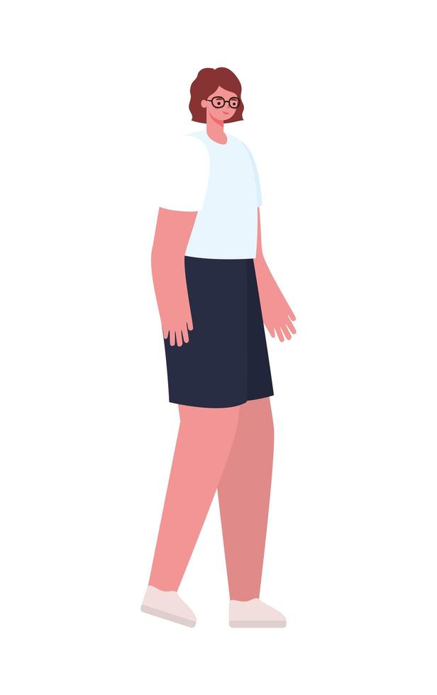 woman dressed in dark blue skirt on whithe background vector