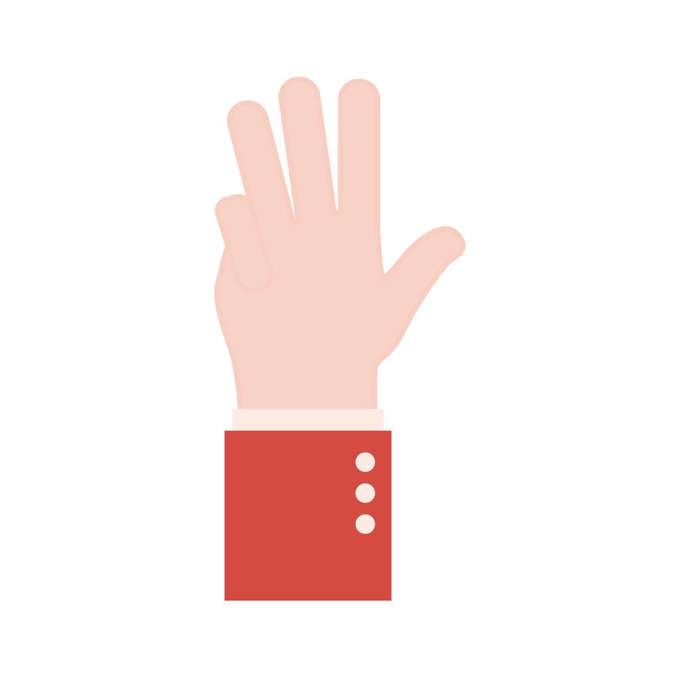 three hand sign language flat style icon vector design