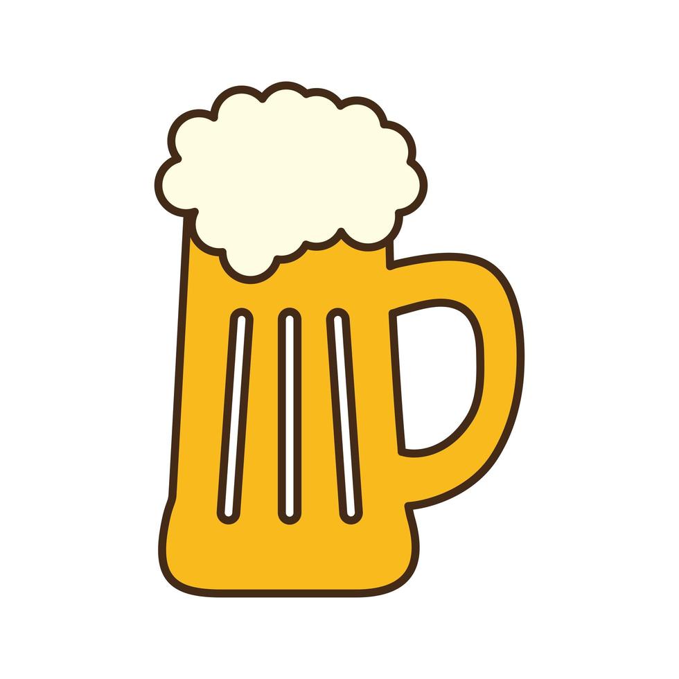 Línea de vaso de cerveza y diseño de vector de icono de estilo de relleno