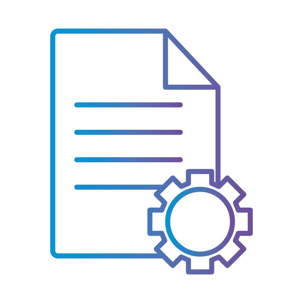 document with gear gradient style icon vector design