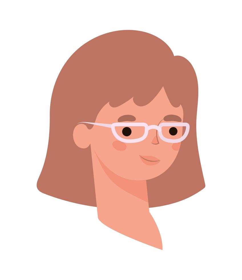 rostro de mujer con cabello ligero y gafas vector