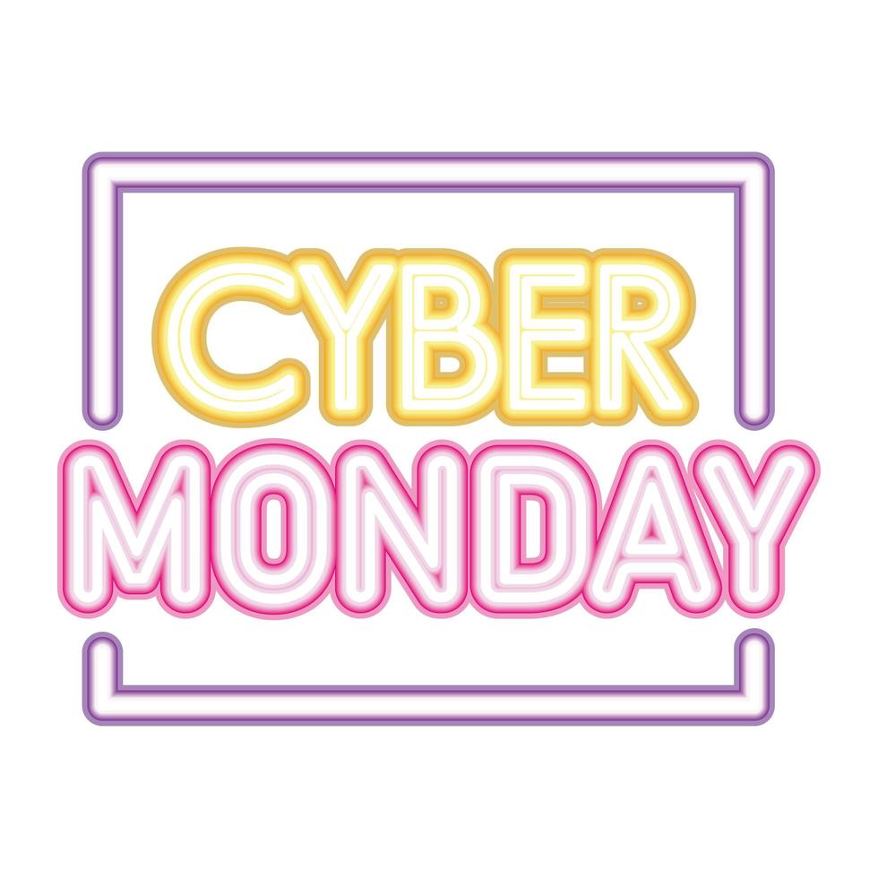 letras de cyber monday en fuente de neón vector