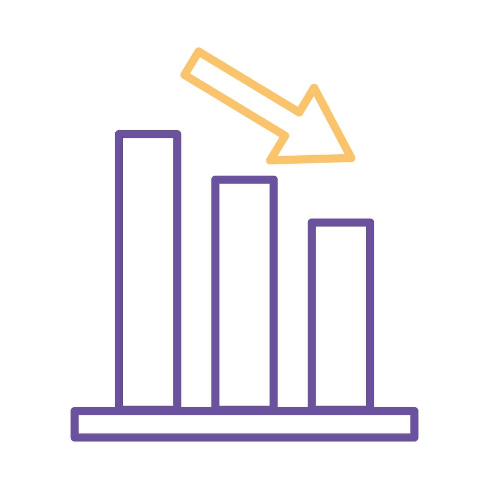 bars chart with decrease arrow line style icon vector design
