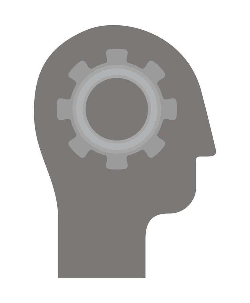 silhouette head with gear vector