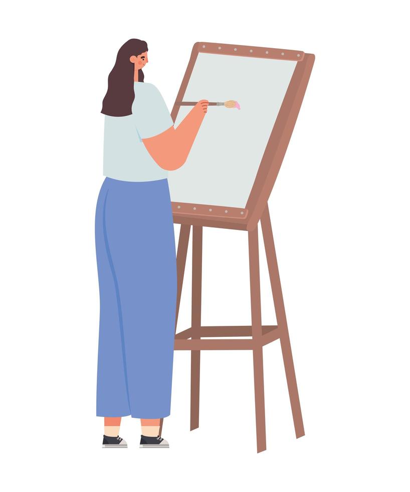 woman painting representation vector