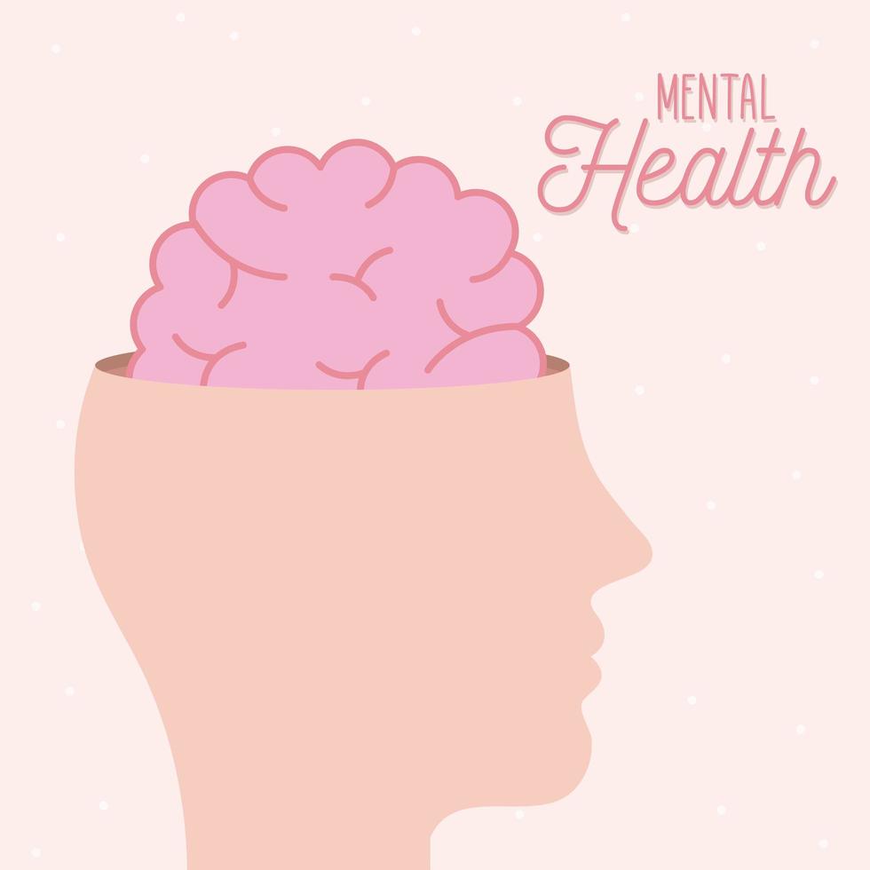 mental health with brain inside head vector design