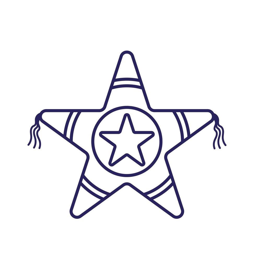 diseño de vector de icono de estilo de línea de piñata estrella mexicana