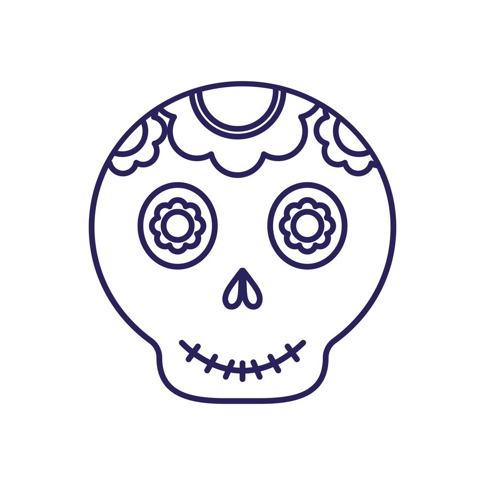 diseño de vector de icono de estilo de línea de calavera mexicana