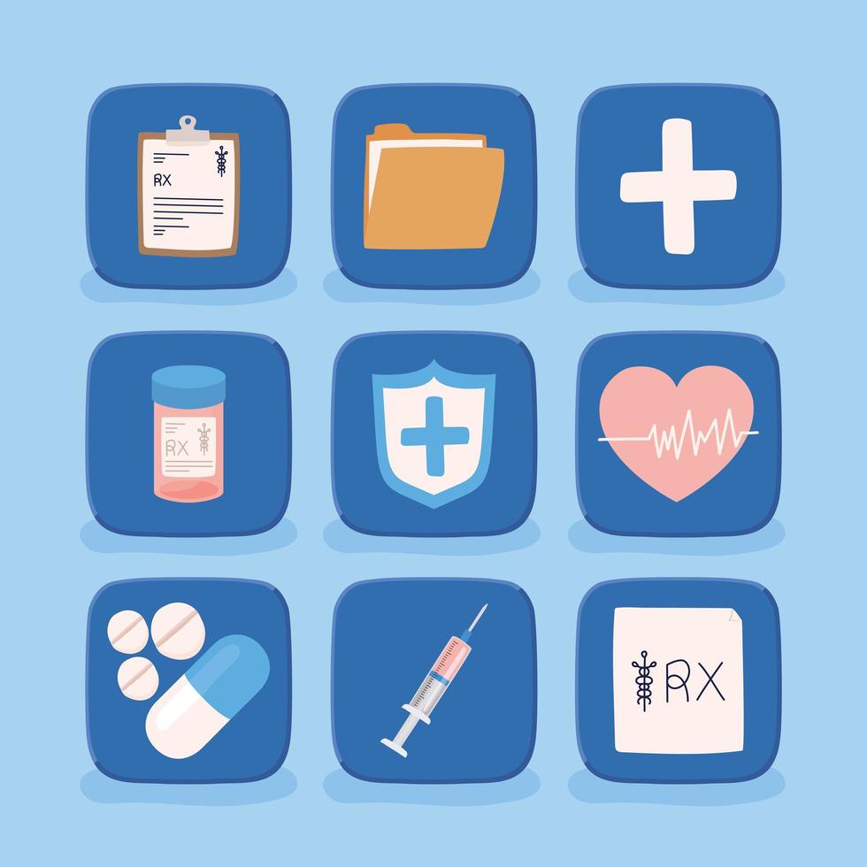 nine virtual health items vector