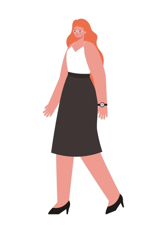 caricatura de mujer con diseño de vector de pelo rojo