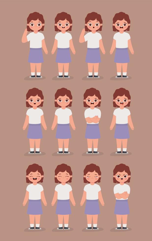 twelve female emotions vector