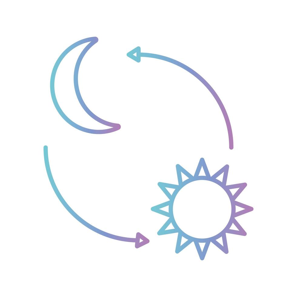 Luna y sol con flechas diseño de vector de icono de estilo degradado