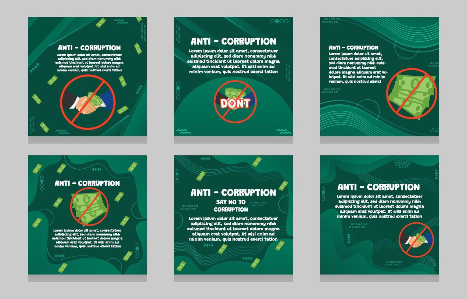 Anti Corruption Social Media Posts vector
