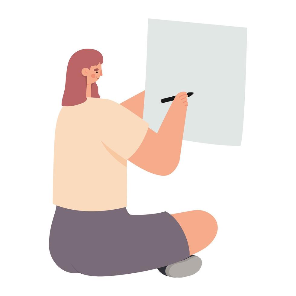 woman drawing design vector
