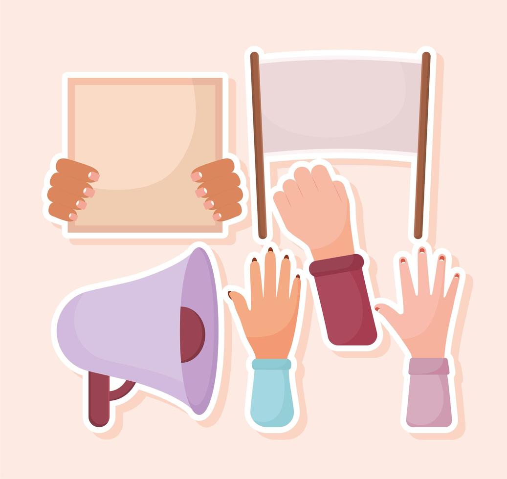 six protest items vector