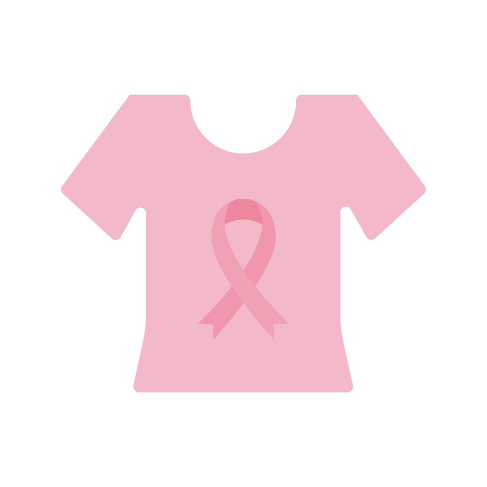 tshirt with breast cancer ribbon flat style icon vector design