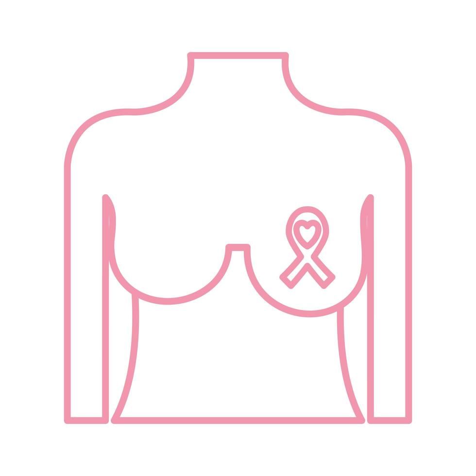 breast female with ribbon line style icon vector design