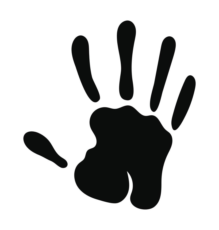 silueta de color negro con una mano y cinco dedos vector
