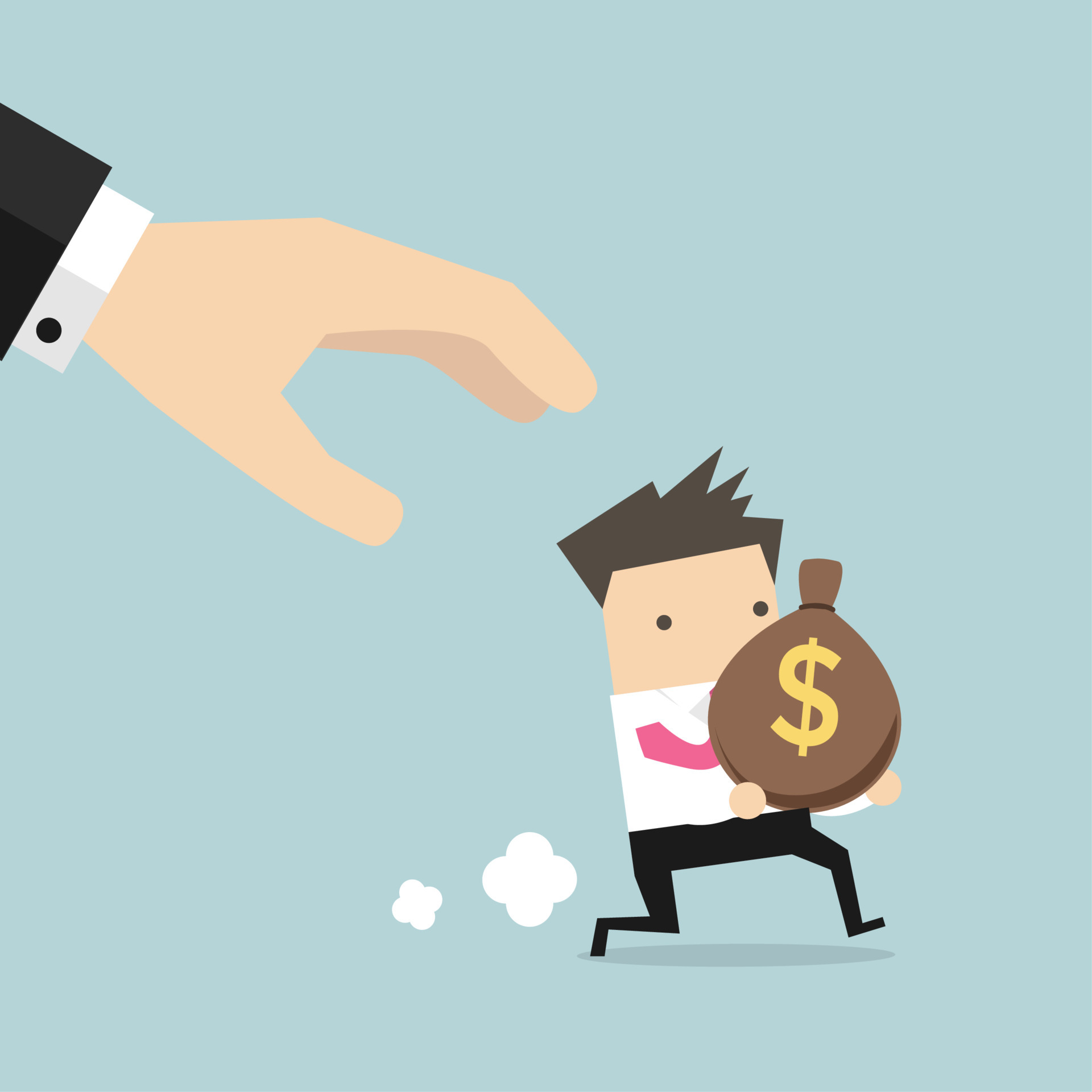 Cartoon hand tries to grab the bag of money running businessman. 4084269 Vector Art at Vecteezy Cartoon hand tries to grab the bag of money running businessman. 4084269 Vector Art at Vecteezy