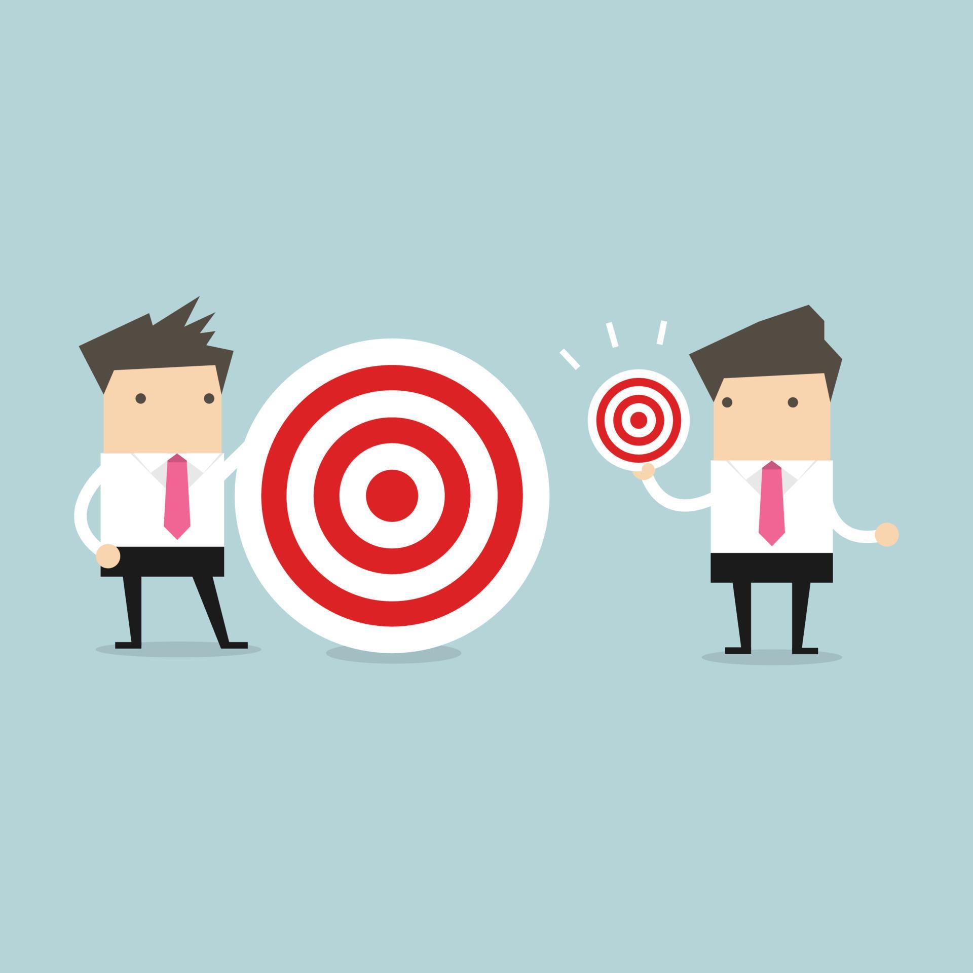 Businessman with different target big and small. 4084270 Vector Art at