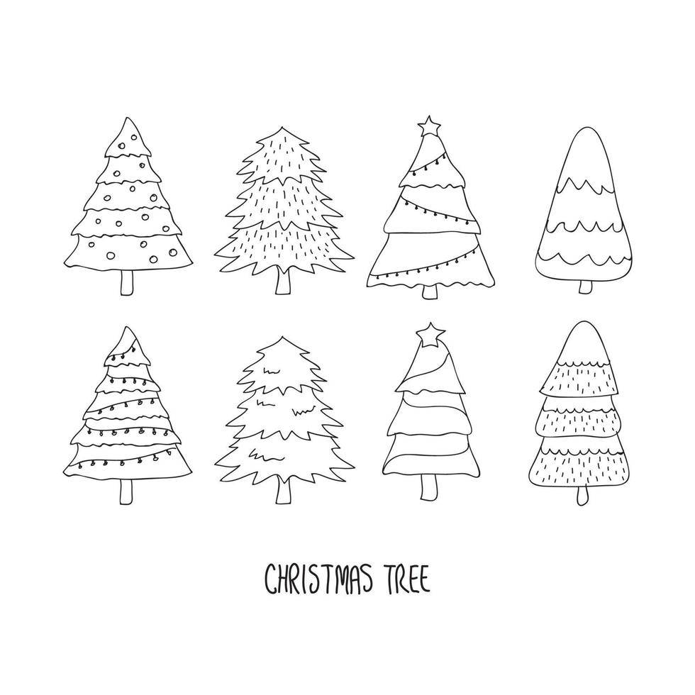 Hand drawn Christmas tree. Doodles and sketches. vector