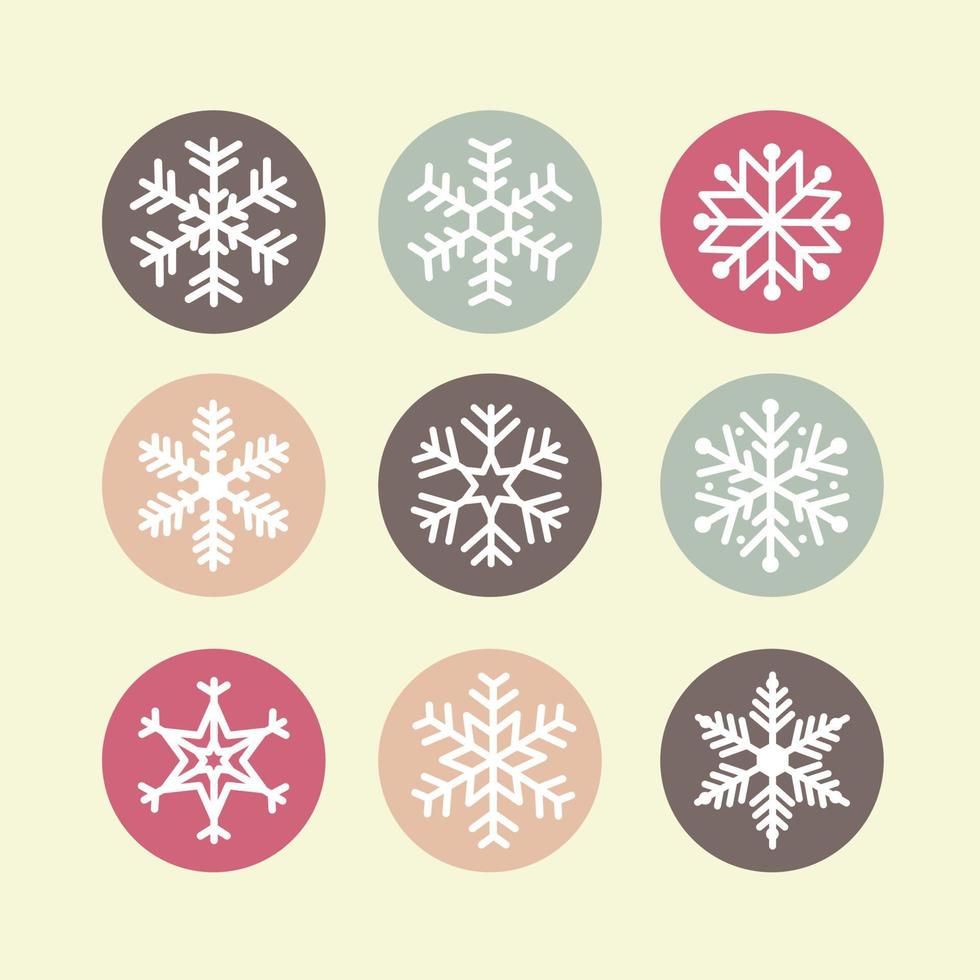 conjunto de copos de nieve de color pastel. vector