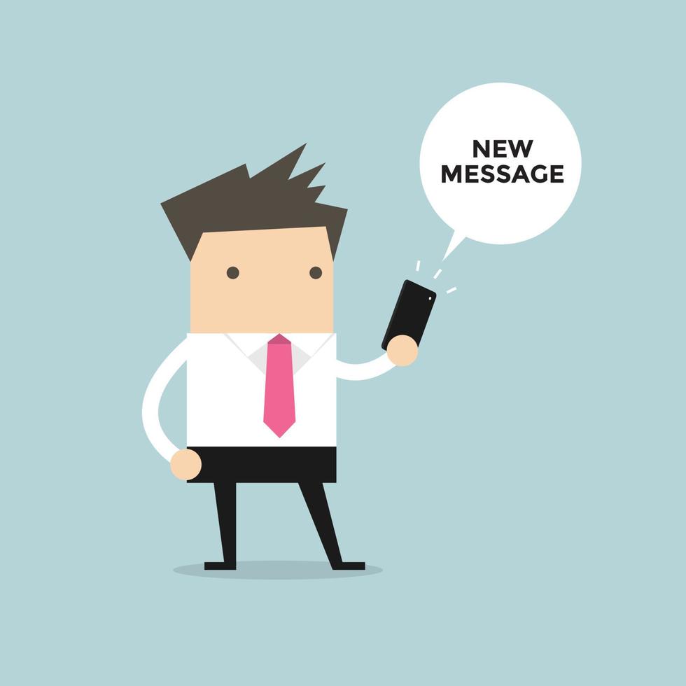 Businessman reading new message. vector